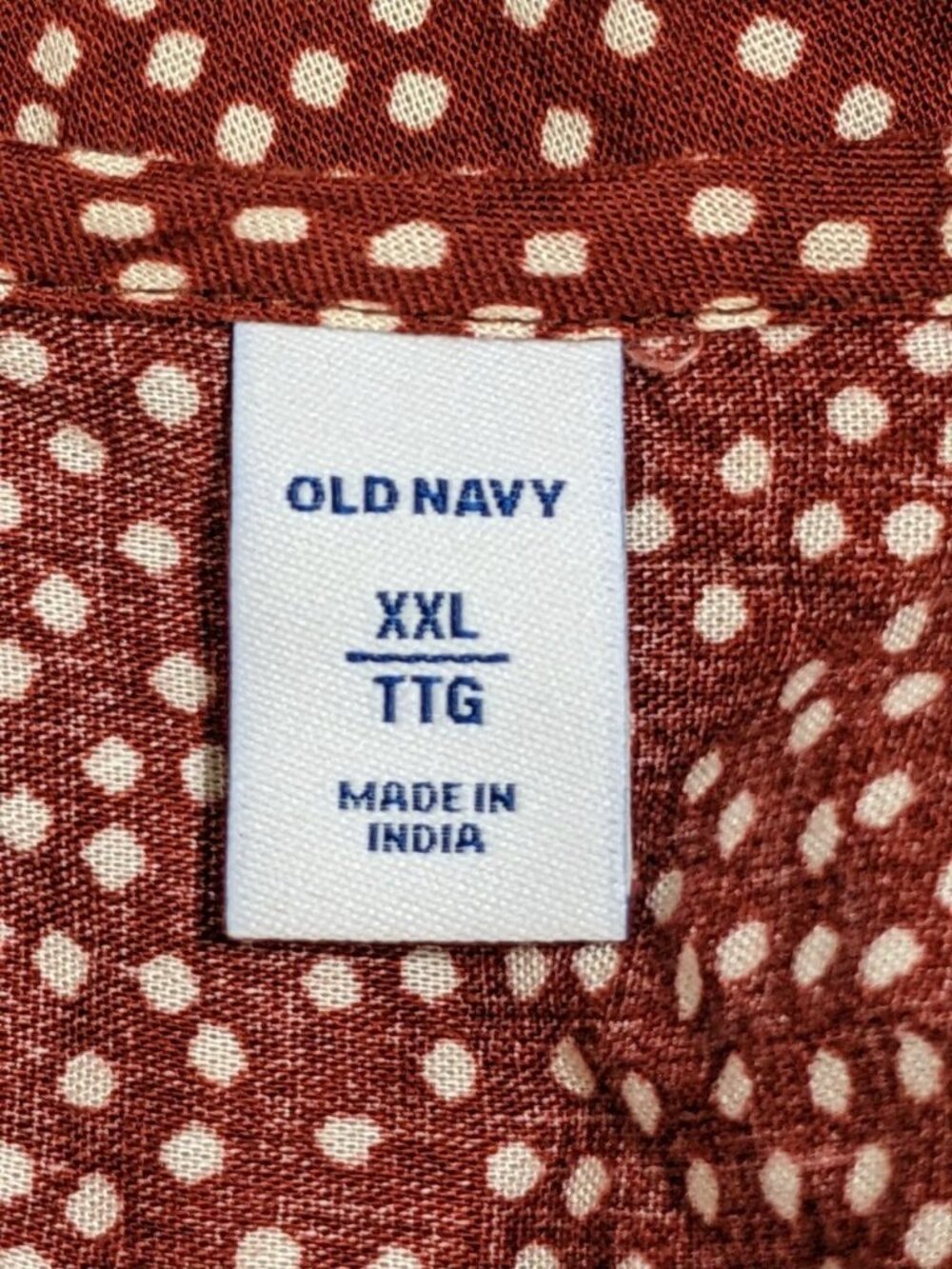 Old Navy New Rust Red Polka Dot Top V Neck Cuff Sleeve Blouse XXL Pocket Relaxed - Picture 6 of 7